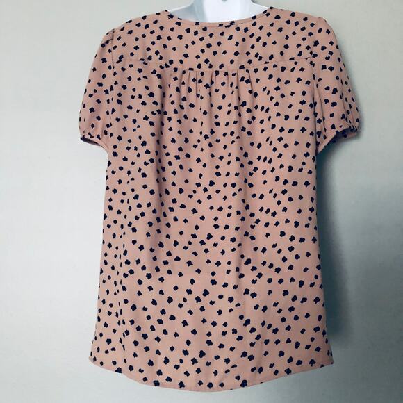 Ann Taylor LOFT SZ S Jagged Dots Career Top Blouse Pink Animal Print - Picture 3 of 9